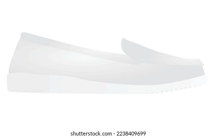 White flat heel shoe. vector illustration