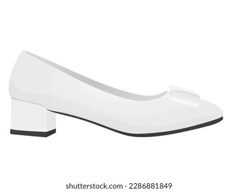 White flat heel shoe. vector illustration