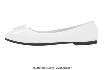 White flat heel shoe. vector illustration