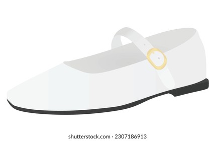 Zapato blanco y plano. ilustración vectorial