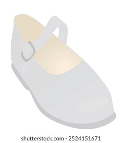 White  flat heel shoe. vector illustration