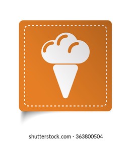 White flat Ice Cream icon on orange sticker