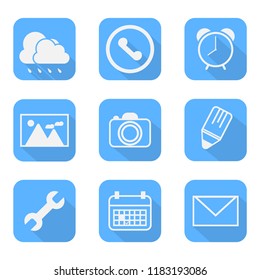 white flat icon on blue background for application item on mobile phone and computer