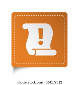 White flat Important Information icon on orange sticker