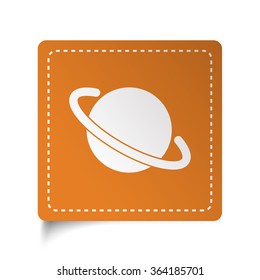 White flat Jupiter Icon icon on orange sticker
