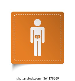 White flat Kidneys icon on orange sticker