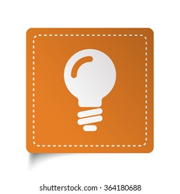 White flat Light Bulb icon on orange sticker