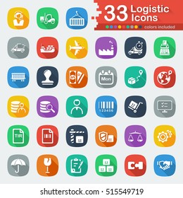 White Flat Logistic Icons