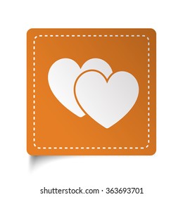 White flat Love Sign icon on orange sticker