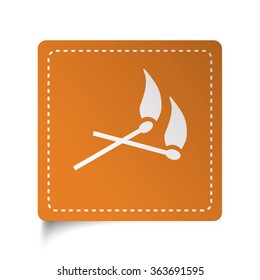 White flat Matches icon on orange sticker
