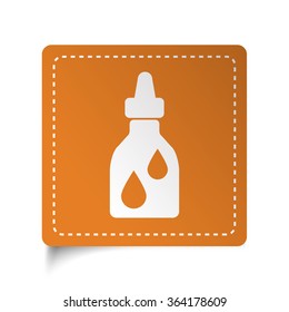 White flat Medicine Bottle icon on orange sticker