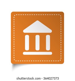 White flat Museum icon on orange sticker