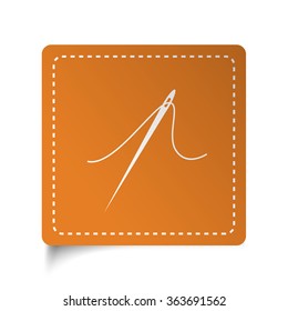 White flat Needle icon on orange sticker