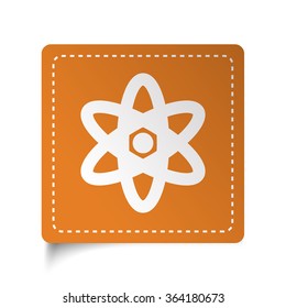 White flat Nuclear icon on orange sticker