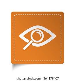 White flat Observe icon on orange sticker