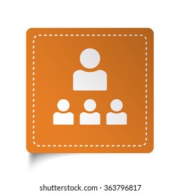 White flat Organization icon on orange sticker