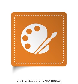 White flat Palette icon on orange sticker