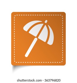 White flat Parasol icon on orange sticker