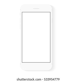 white flat phone white screen, vector drawing modern smartphone design