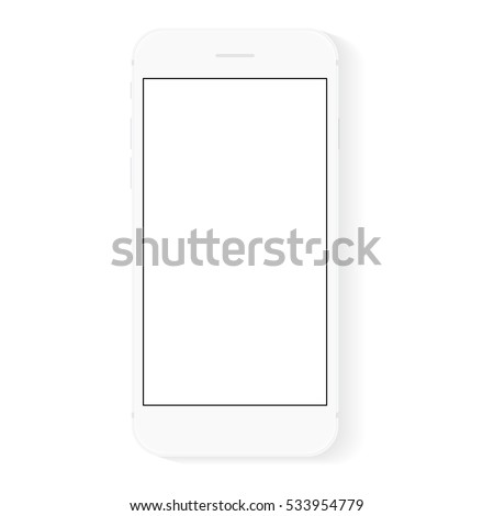 white flat phone white screen, vector drawing modern smartphone design