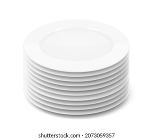 White flat plate. Tableware for food. Isolated on background. Eps10 vector illustration.