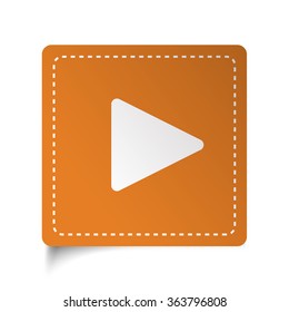 White flat Play icon on orange sticker