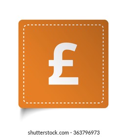 White flat Pound icon on orange sticker