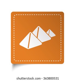 White flat Pyramids icon on orange sticker