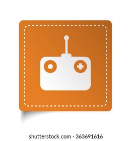 White flat Radio Control icon on orange sticker