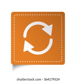 White flat Refresh icon on orange sticker