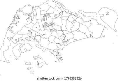 White Flat Regions And Community Development Council Districts Map Of Asian Country Of Singapore