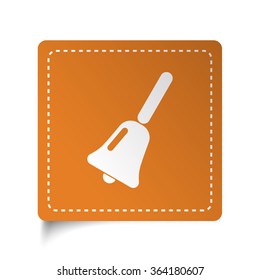 White flat School Bell icon on orange sticker