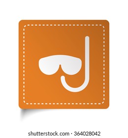 White flat Scuba Diving icon on orange sticker
