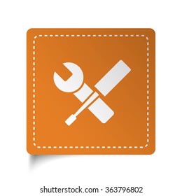 White flat Service icon on orange sticker