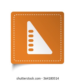 White flat Set Square icon on orange sticker