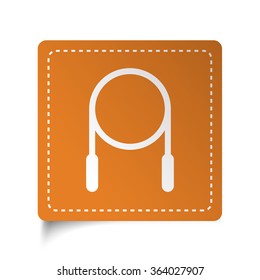 White flat Skipping Rope icon on orange sticker