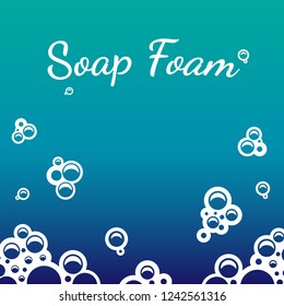 White flat soap foam. Template, blank for writing text, booklet, brochure, advertising. EPS10 vector illustration.