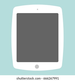 White Flat style tablet on blue background. Tablet icon vector eps10.