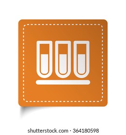 White flat Test Tube icon on orange sticker