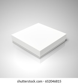 white flat tilt blank box, isolated light gray background 3d illustration