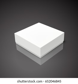 white flat tilt blank box, isolated black background 3d illustration