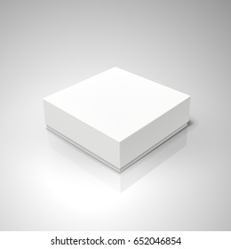 white flat tilt blank box, isolated light gray background 3d illustration