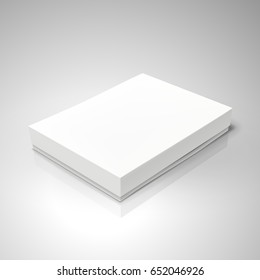 white flat tilt blank box, isolated light gray background 3d illustration