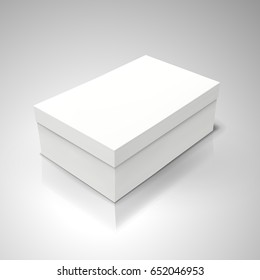white flat tilt blank box, isolated light gray background 3d illustration