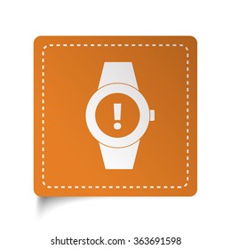 White flat Time Alert icon on orange sticker