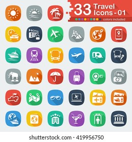 White flat travel icons