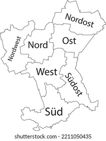 White flat vector administrative map of SALZGITTER, GERMANY with name tags and black border lines of its municipalities