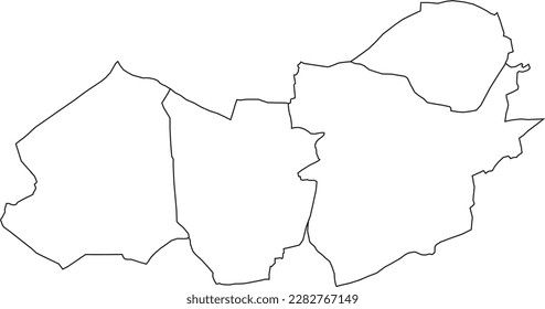 White flat vector administrative map of SINT-NIKLAAS, BELGIUM with black border lines of its municipalities