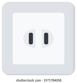 White Flat Wall Socket Vector Illustration Icon