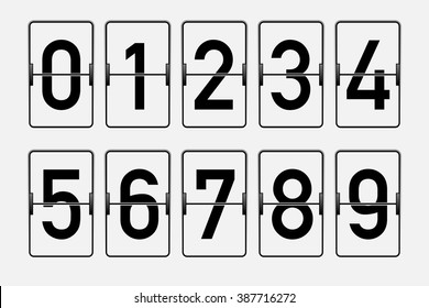 White Flip Counter With Black Numbers. Isolated On White.